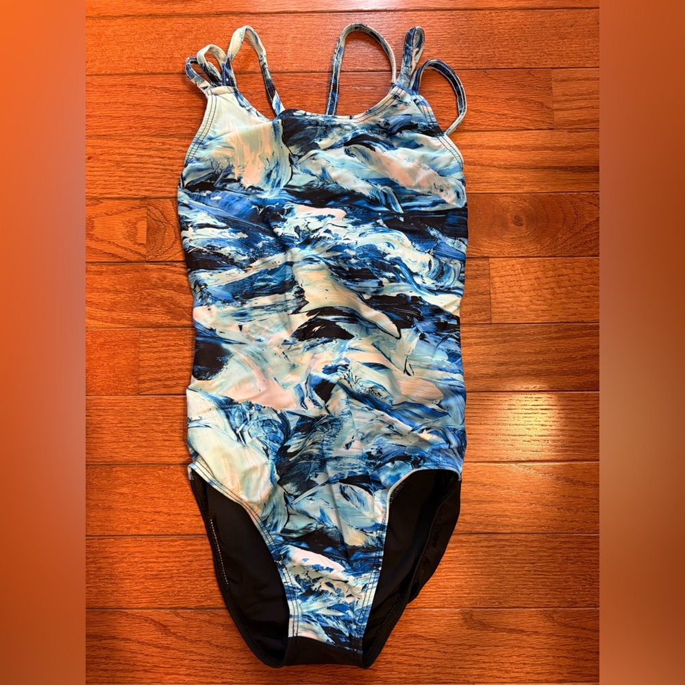 Destira Black and Blue Strappy gymnastics Leo child L